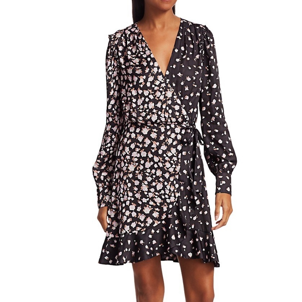 Paige Carrie Ann Floral Long Sleeve Wrap Dress Fragrant Rose Small
